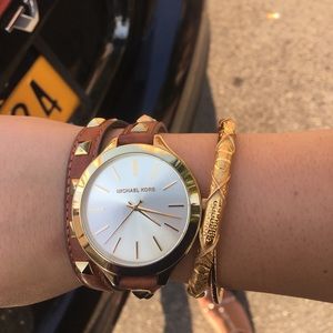 Michael kors wrap around watch bracelet with studs