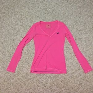Hollister long sleeve hot pink shirt