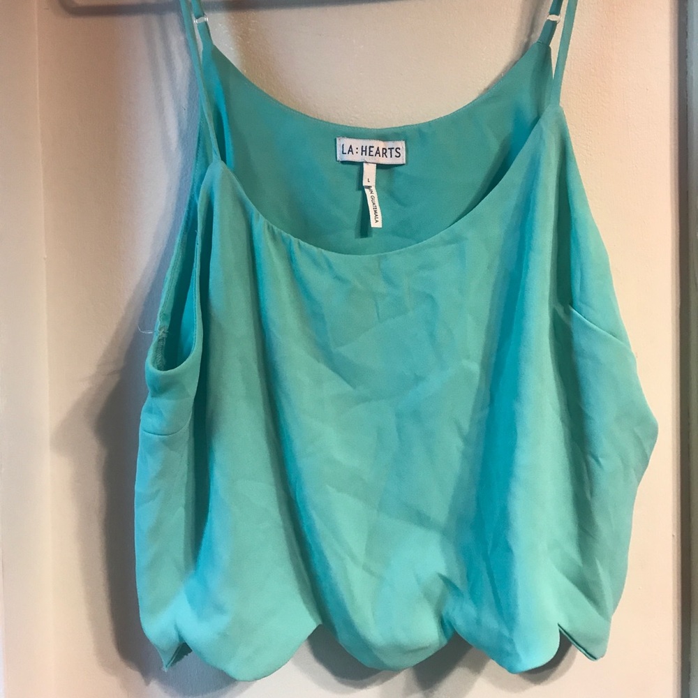 Mint scalloped cropped shirt