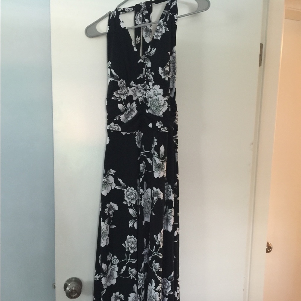 Black and white halter dress