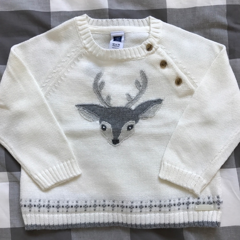 Janie and Jack deer sweater (unisex), NWT