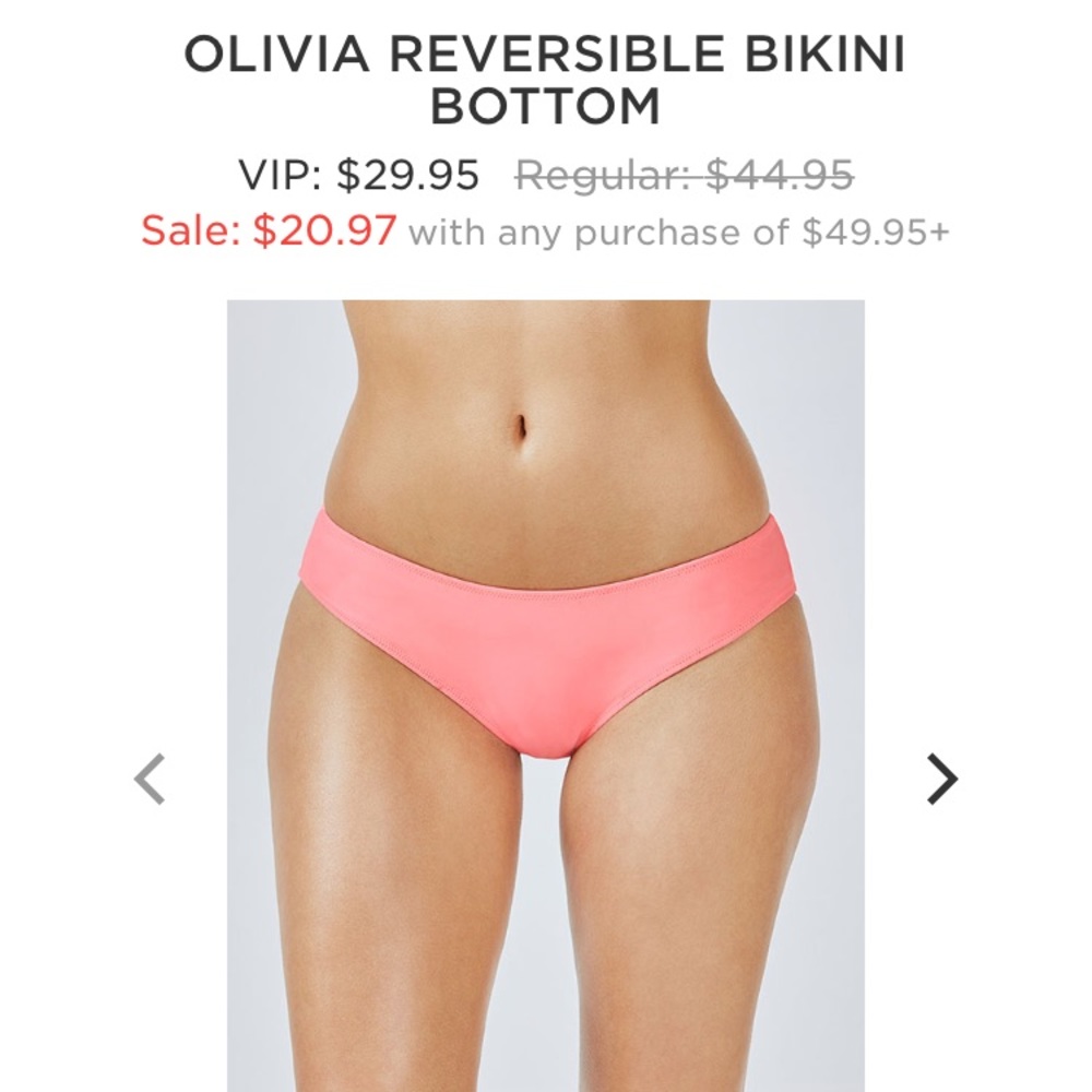 Fabletics bikini medium coral and black reversible