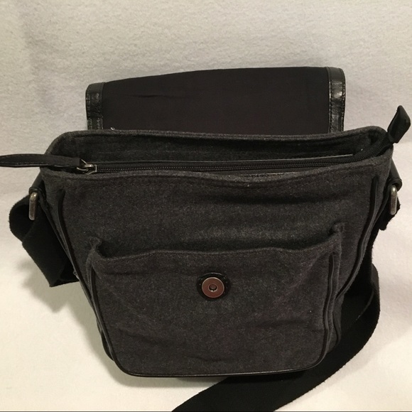 Fossil Bags Sale Fossil Black Leather Wool Messenger Bag Poshmark