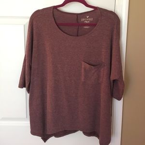 Deep Red/Burgundy Half-sleeve Plush Sweater