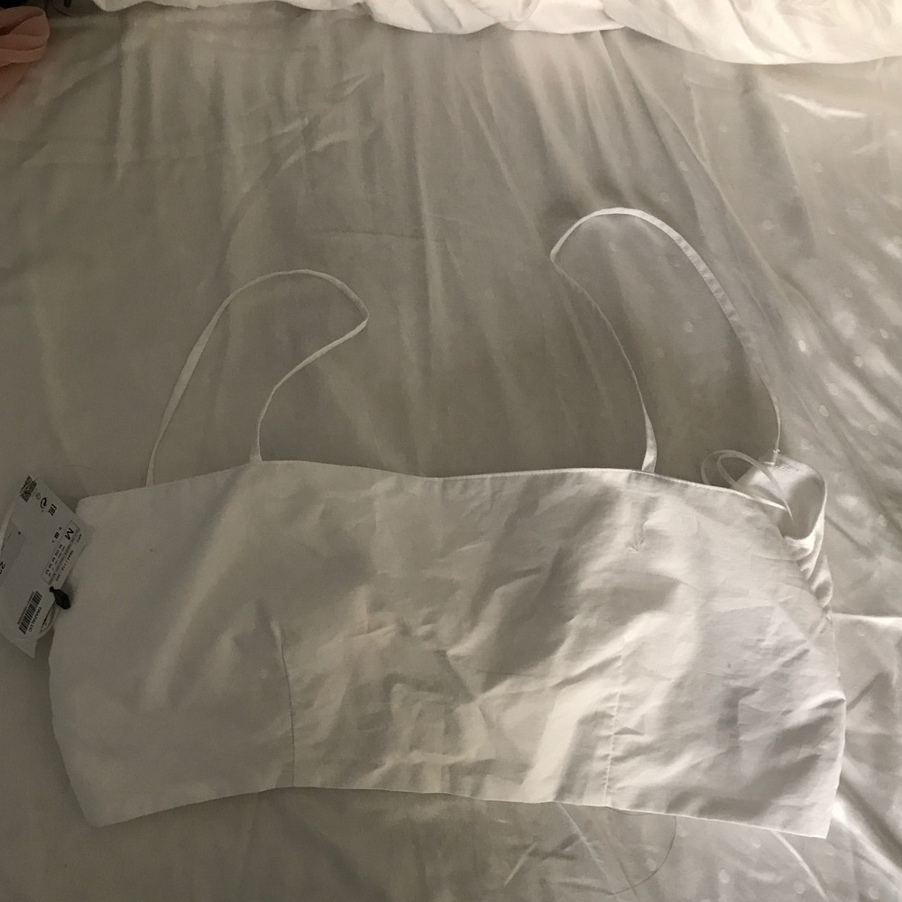 Zara white knot crop top