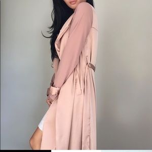 Satin Duster with Mesh Sleeves
