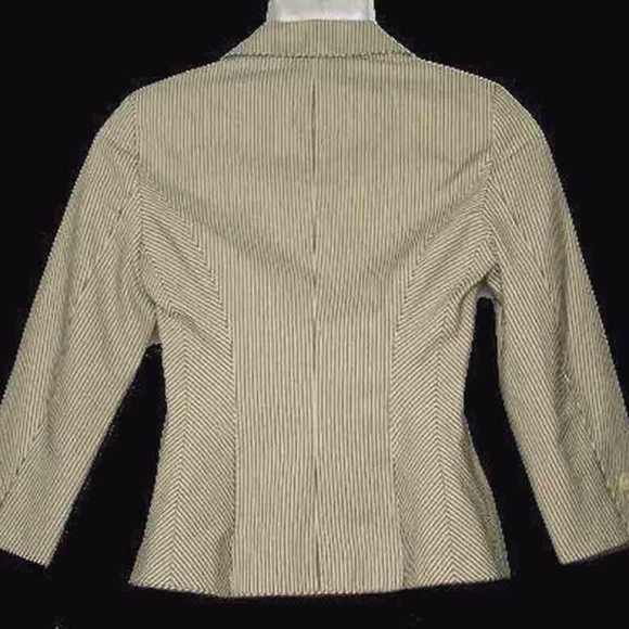 Karen Millen Jacket Blazer Tan Striped Size 8 - Picture 2 of 5