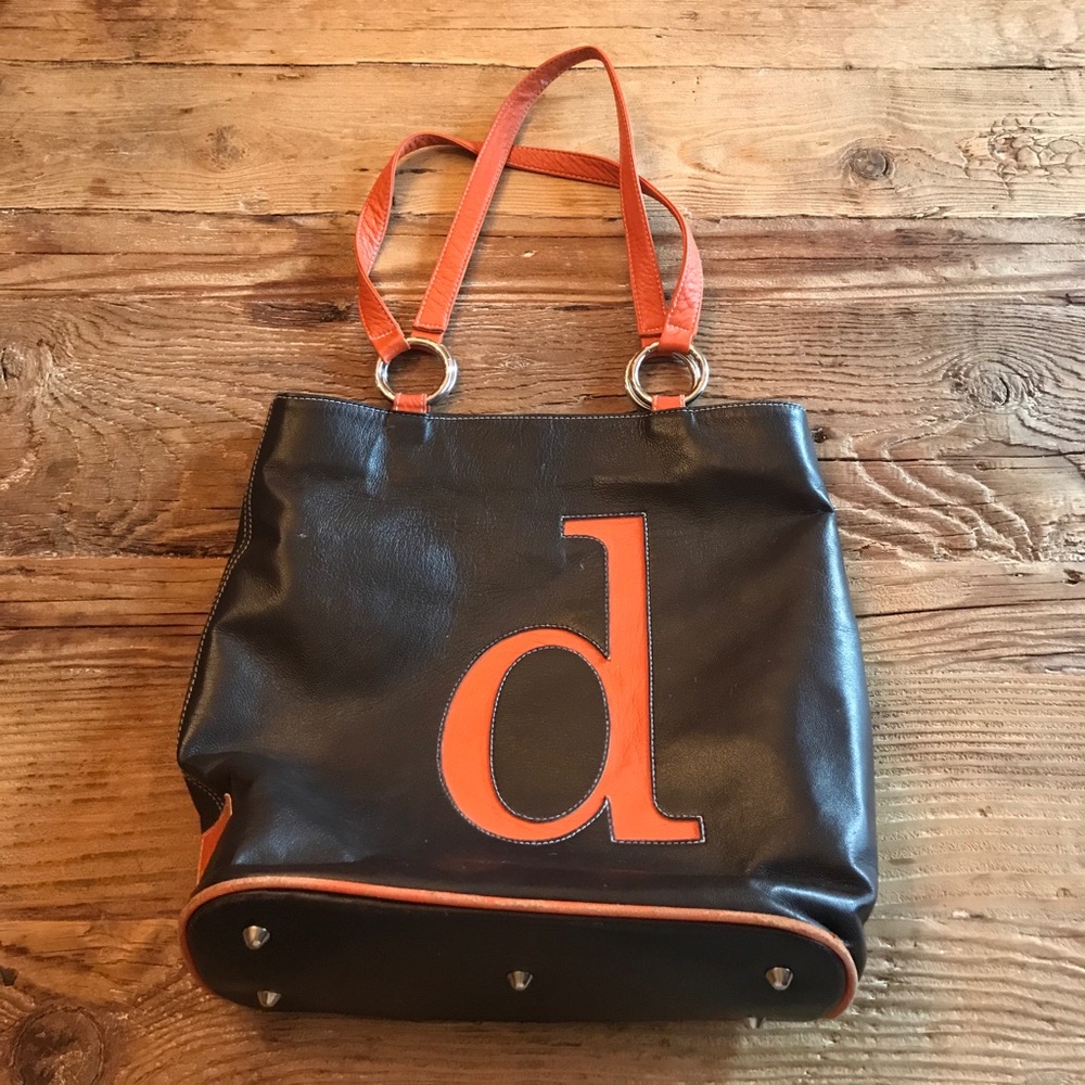 Leather "d" initial purse