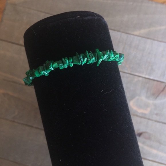 Malachite Gemstone Stretch Bracelet - Picture 3 of 4