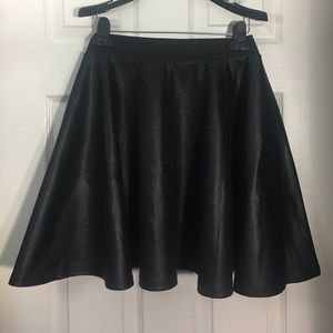 Plus Size Faux Leather Skater Skirt