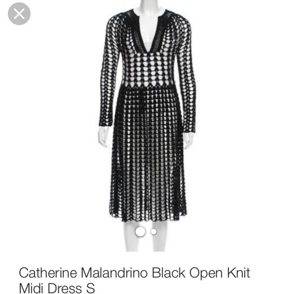 Catherine Malandrino Black Open Knit Midi Dress