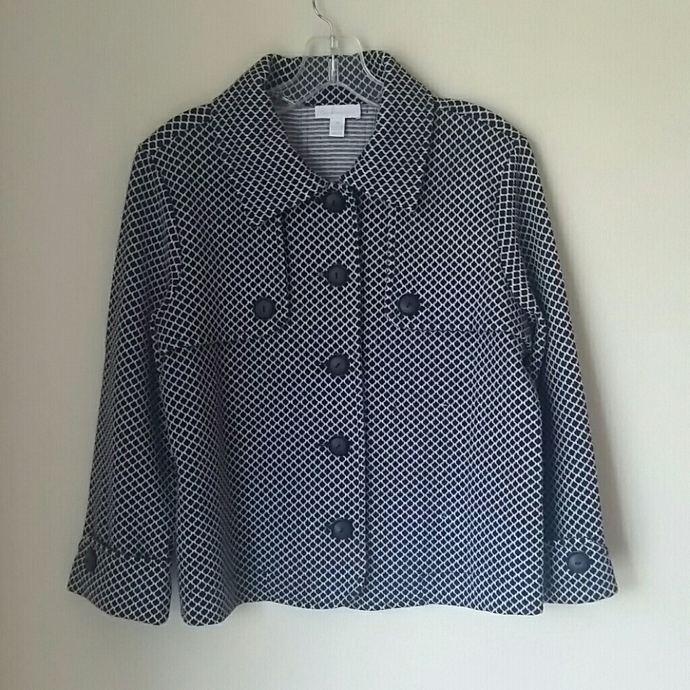 A black and white patterned jacket