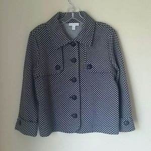 A black and white patterned jacket