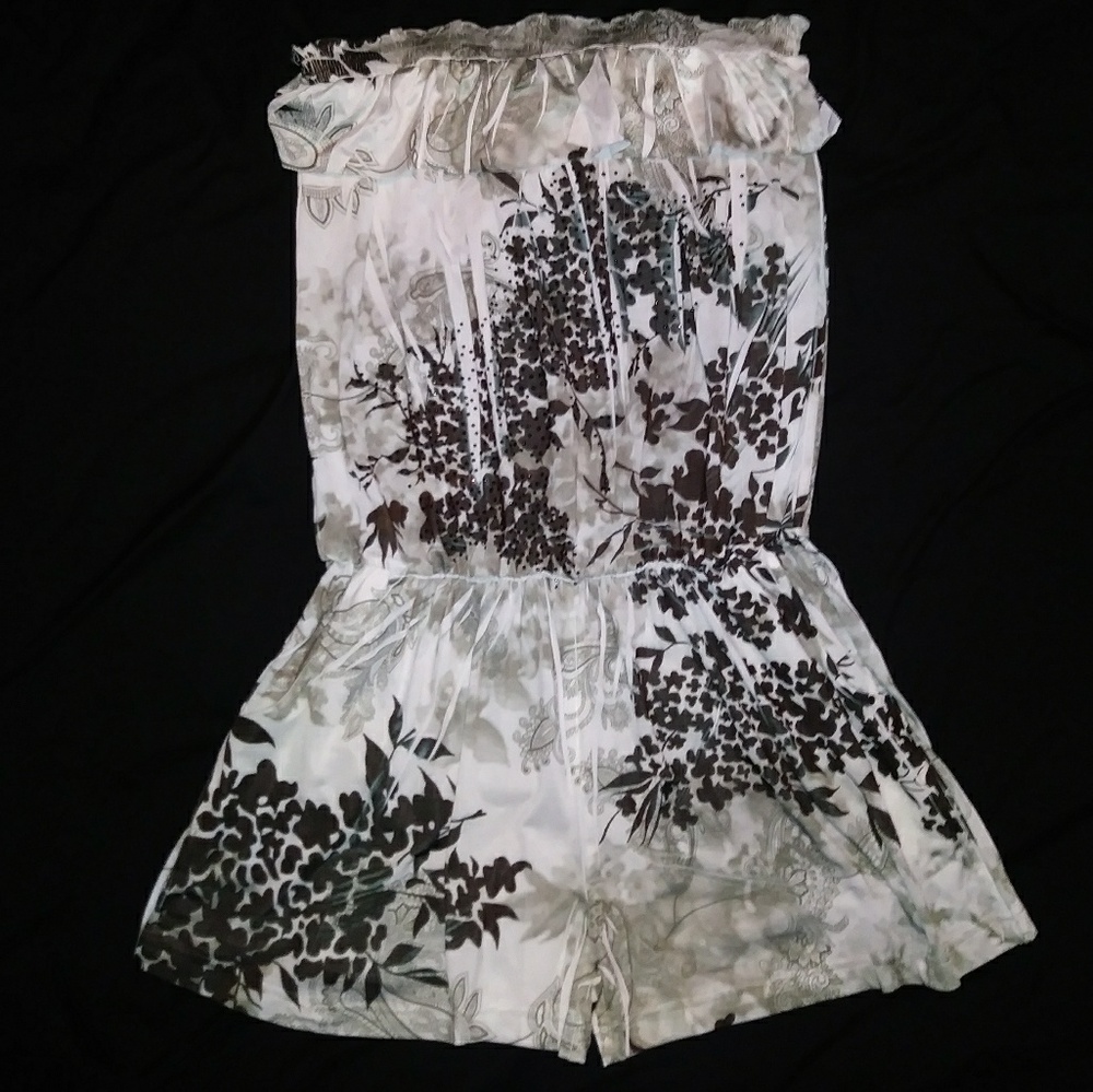 Satin strapless romper