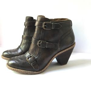 Schuler & Sons Ankle Boot Buckle Brown Cone Heel