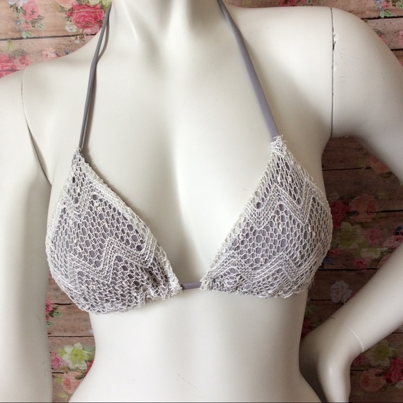Gray Lace Triangular Bikini Swimwear - Picture 4 of 8