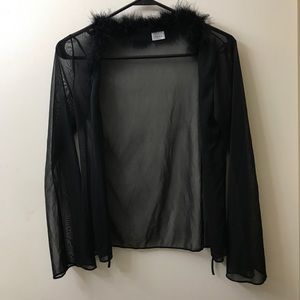 black mesh long sleeve with fluff