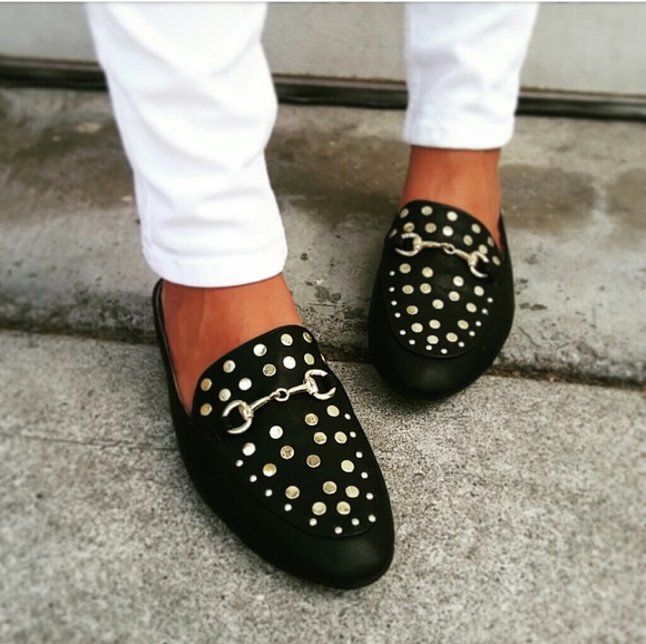 LAST PAIR!//The Regina// Black studded slide Flats - Picture 4 of 7