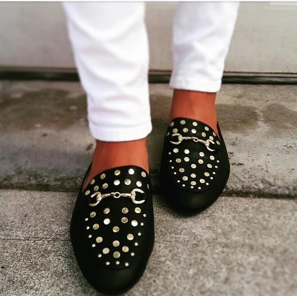 LAST PAIR!//The Regina// Black studded slide Flats - Picture 5 of 7