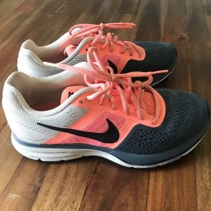 Coral, grey and white nikes