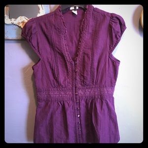 Anthropologie Vintage Purple Blouse, size 10