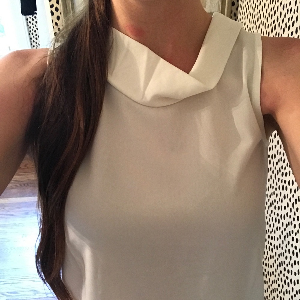 Ann Taylor Cream Cowl Neck Sleeveless Blouse