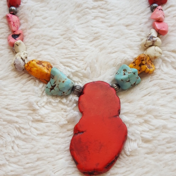 Neclace & Bracelet set Multicolored turquoise - Picture 3 of 4