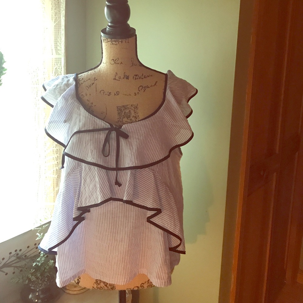 Pleated JCrew Striped Top