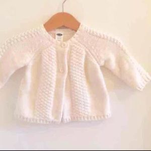 0-3 mo cream colored knit cardigan
