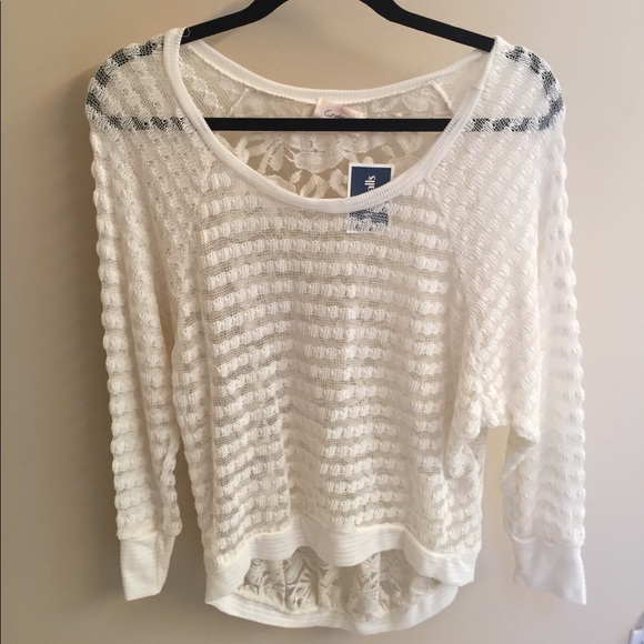 NWT Off White Lace Long Sleeve Top - Picture 1 of 3