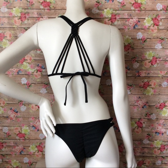 Multi-rope Cross Black Bikini Hand-woven Swimwear - Picture 2 of 5