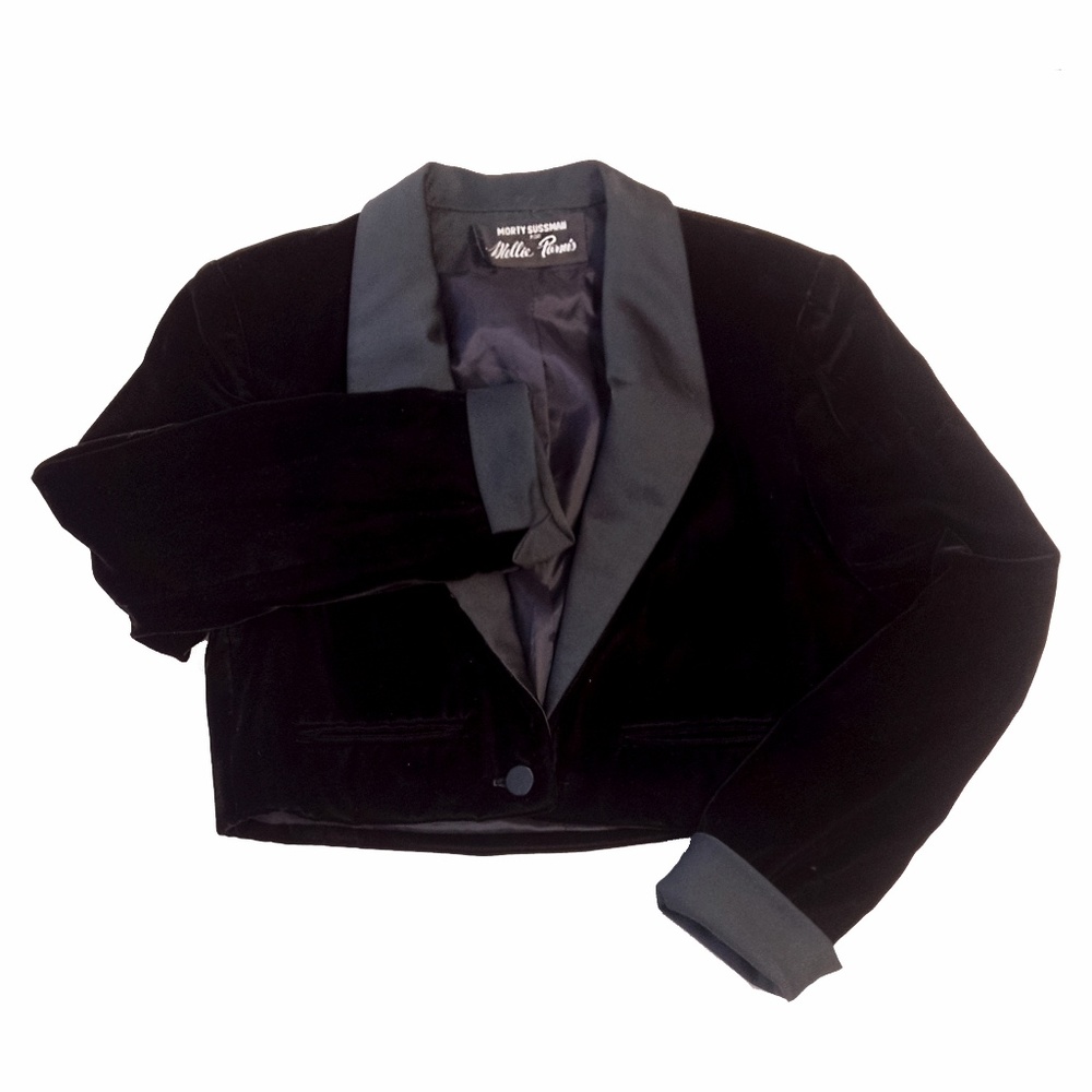 Rare Vintage 70s Mollie Parnis Crop Velvet Jacket