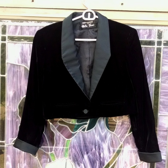 Rare Vintage 70s Mollie Parnis Crop Velvet Jacket - Picture 3 of 7