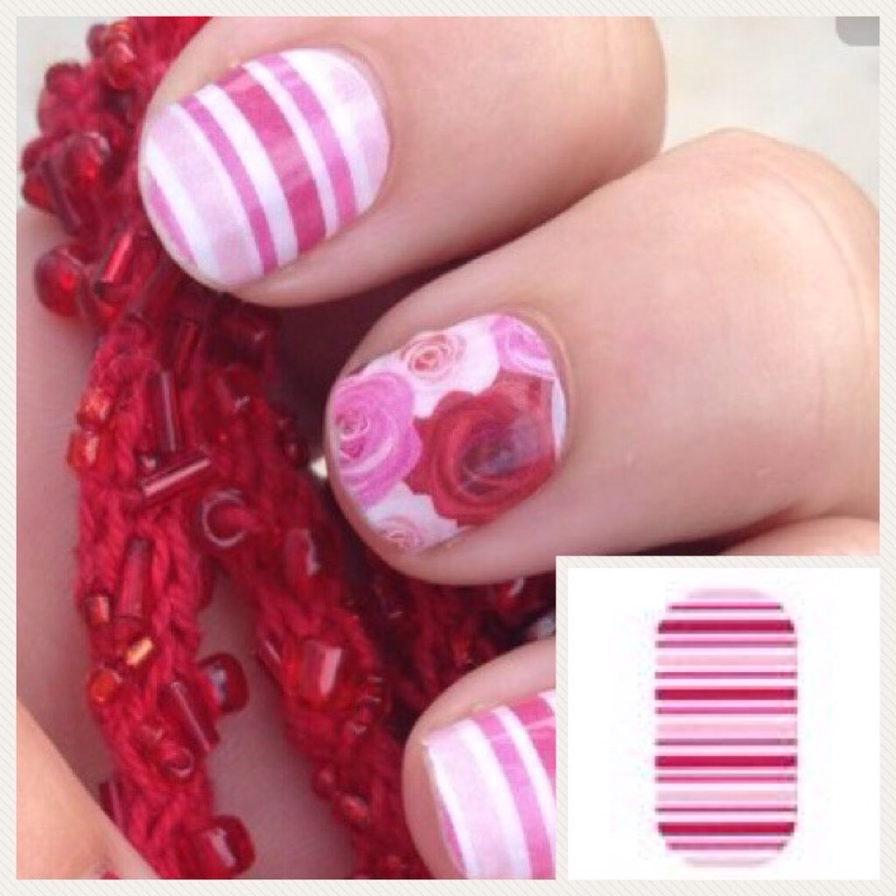 Jamberry Nail wrap pink white stripe