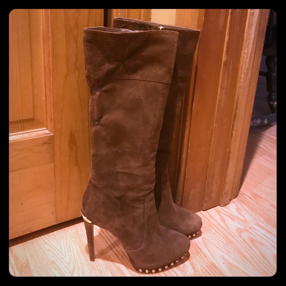Michael Kors Brown Suede and Studded Boots