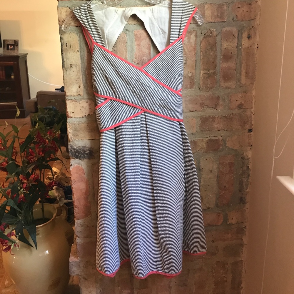 Esley blue seersucker dress