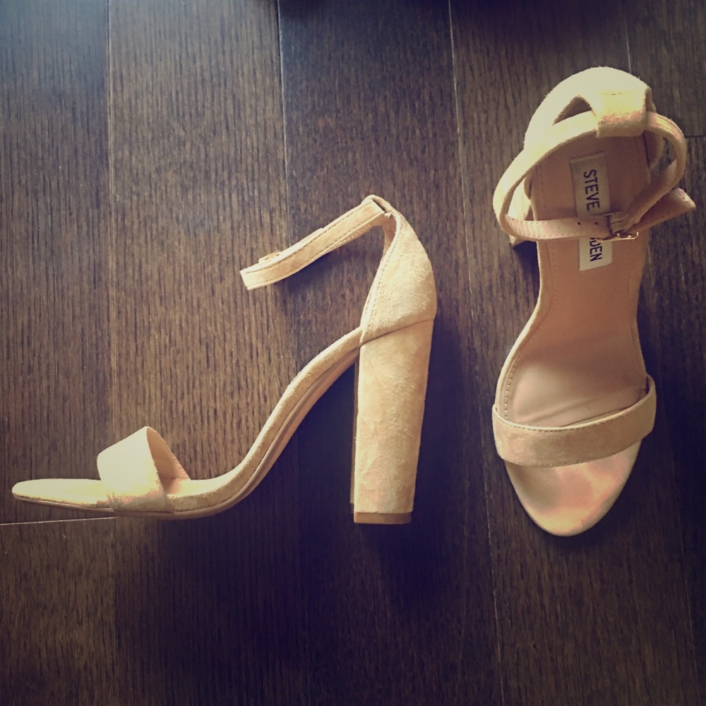 Steve Madden Suede Nude Ankle Strap Heels