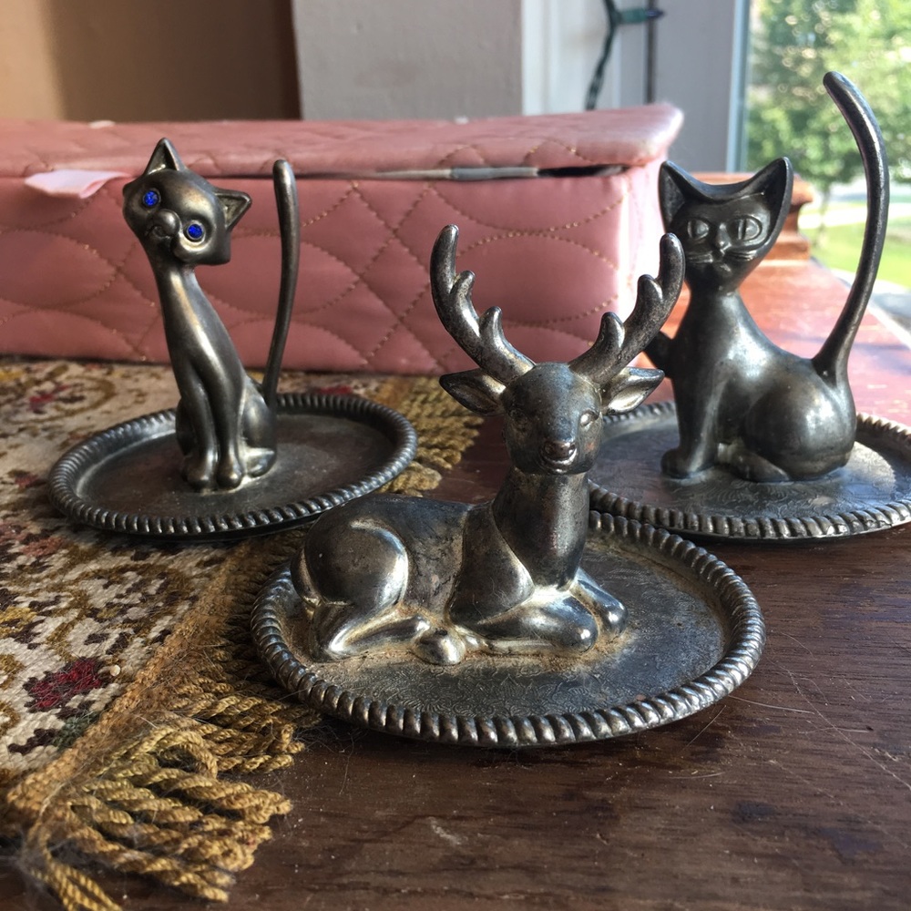 Set of three vintage ring holders