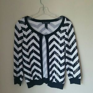 Sequined black and white sweater