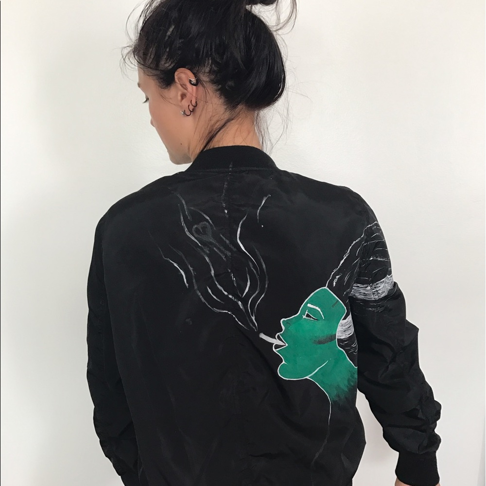 hand painted bomber jacket