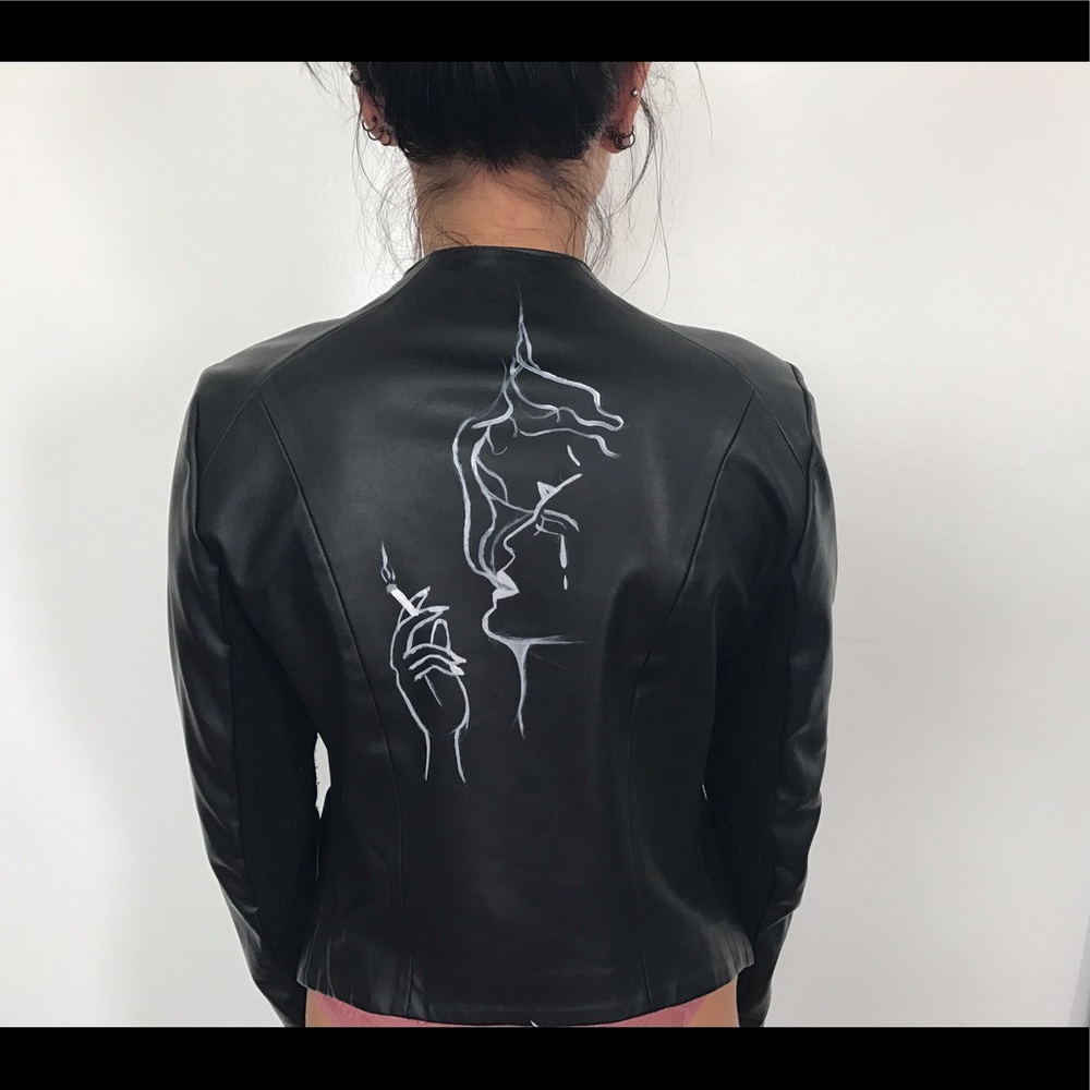 hand painted leather jacket