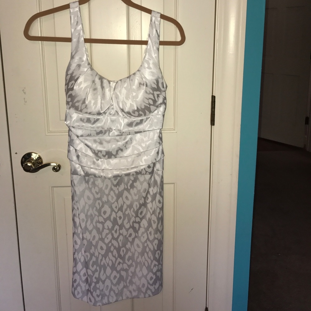 Fitted White Leopard Print Dress