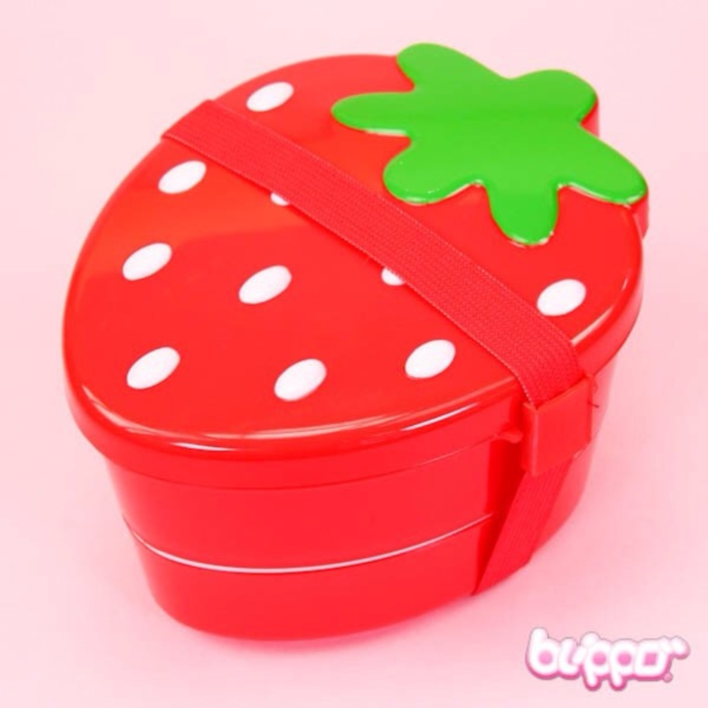 Kawaii strawberry bento box Japanese lunch 2 tier