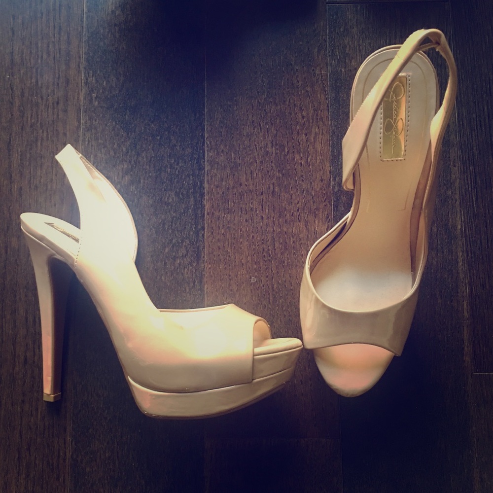 Jessica Simpson Nude Patent Leather Pumps