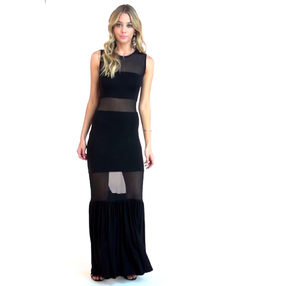 BRAND NEW SKY TALORA MESH PANEL SLEEVELESS MAXI DRESS SIZE XS BLACK NWT - Picture 4 of 7