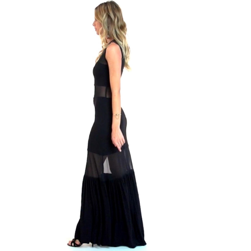 BRAND NEW SKY TALORA MESH PANEL SLEEVELESS MAXI DRESS SIZE XS BLACK NWT - Picture 5 of 7