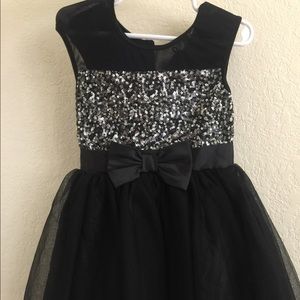 Girls black dress with sparkle front