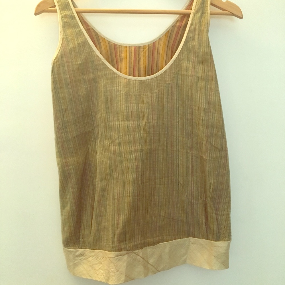 Green Beige Knitted/Mesh Blouse