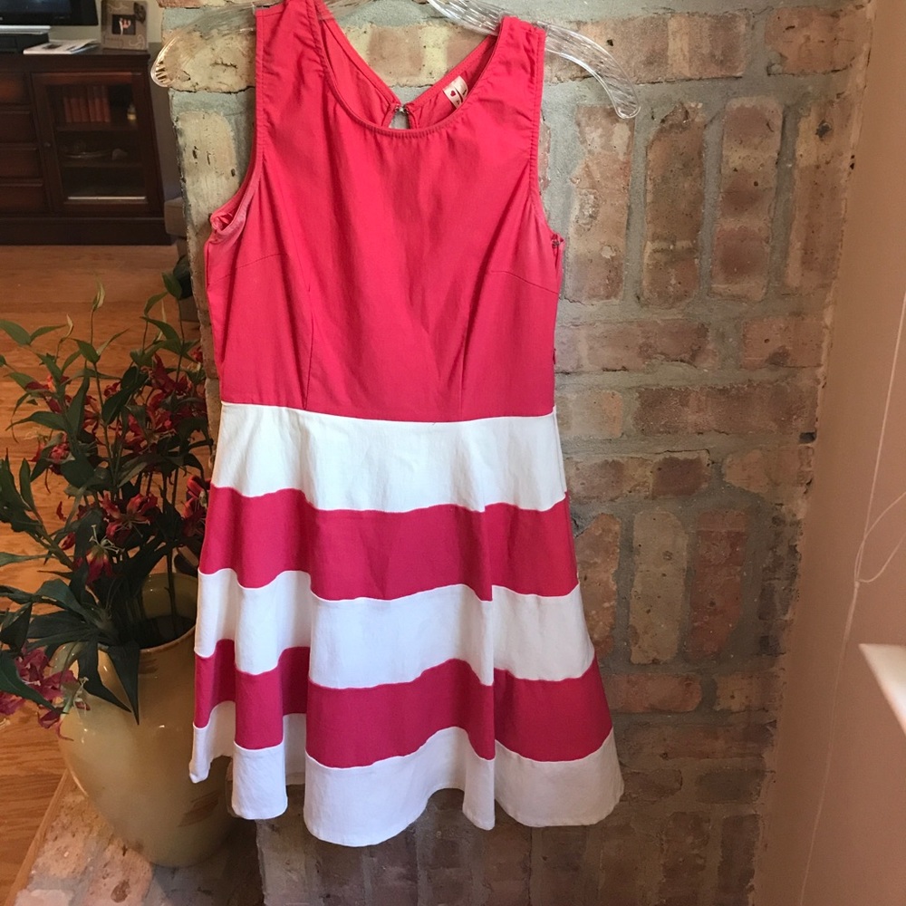 Pink and white striped dress