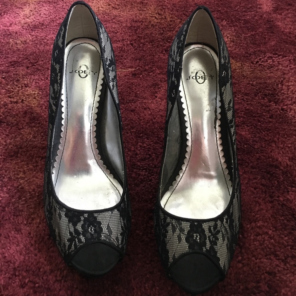 Lace covered heels